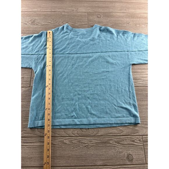 J. Jill Linen Blend Womens Small Baby Blue 3/4 Sleeve Beachy Light Blouse - Picture 3 of 8